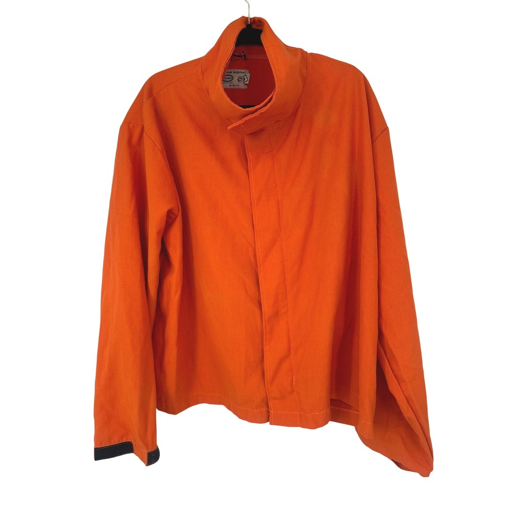 Vtg Tyndale Flame Resistant Zip Jacket Men XL Orange FR Workwear Utility Safety
